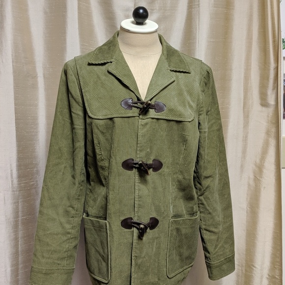 Leslie Fay corduroy jacket green size 10 100% cott - Picture 1 of 6